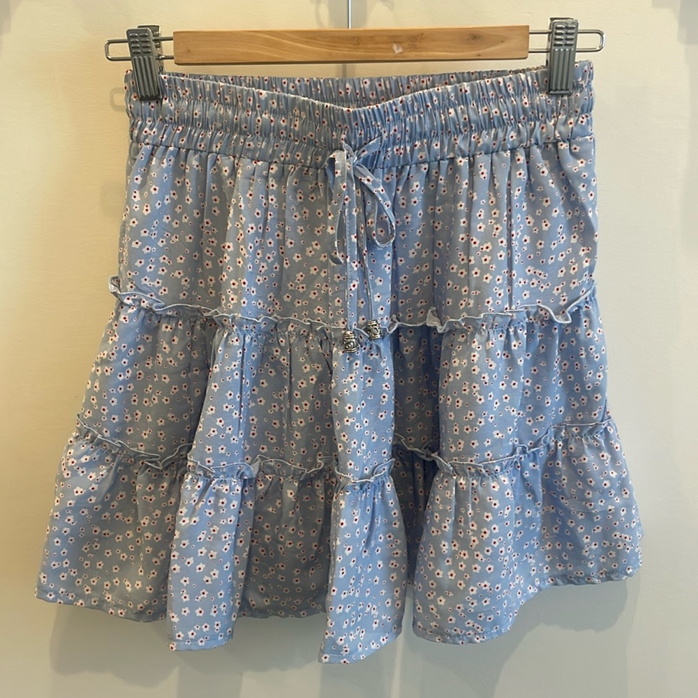 Princess Polly blue floral mini skirt